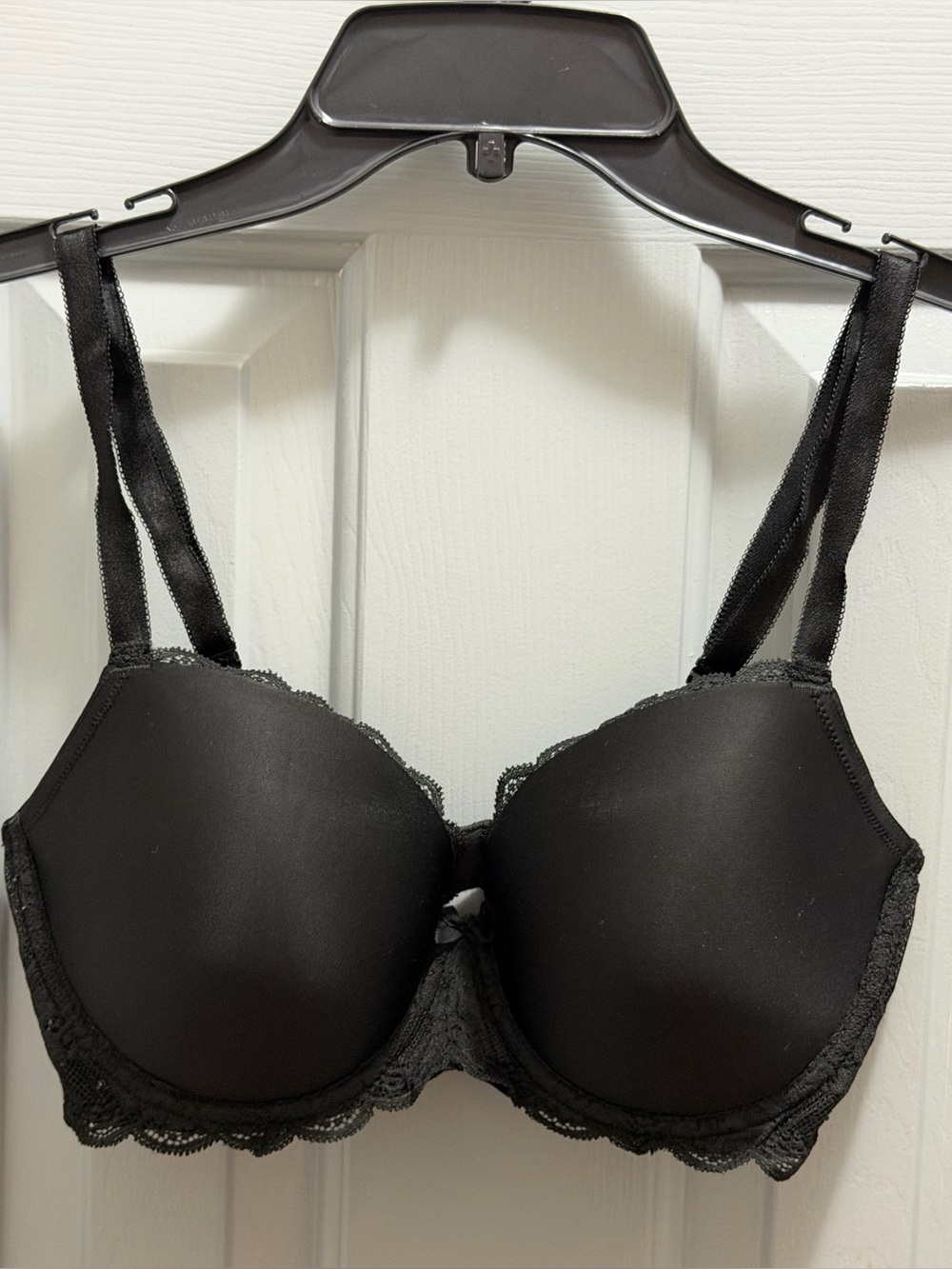 Victorias Secret Dream Angels Lined Demi Bra 34DD Black Lace Adjustable Straps